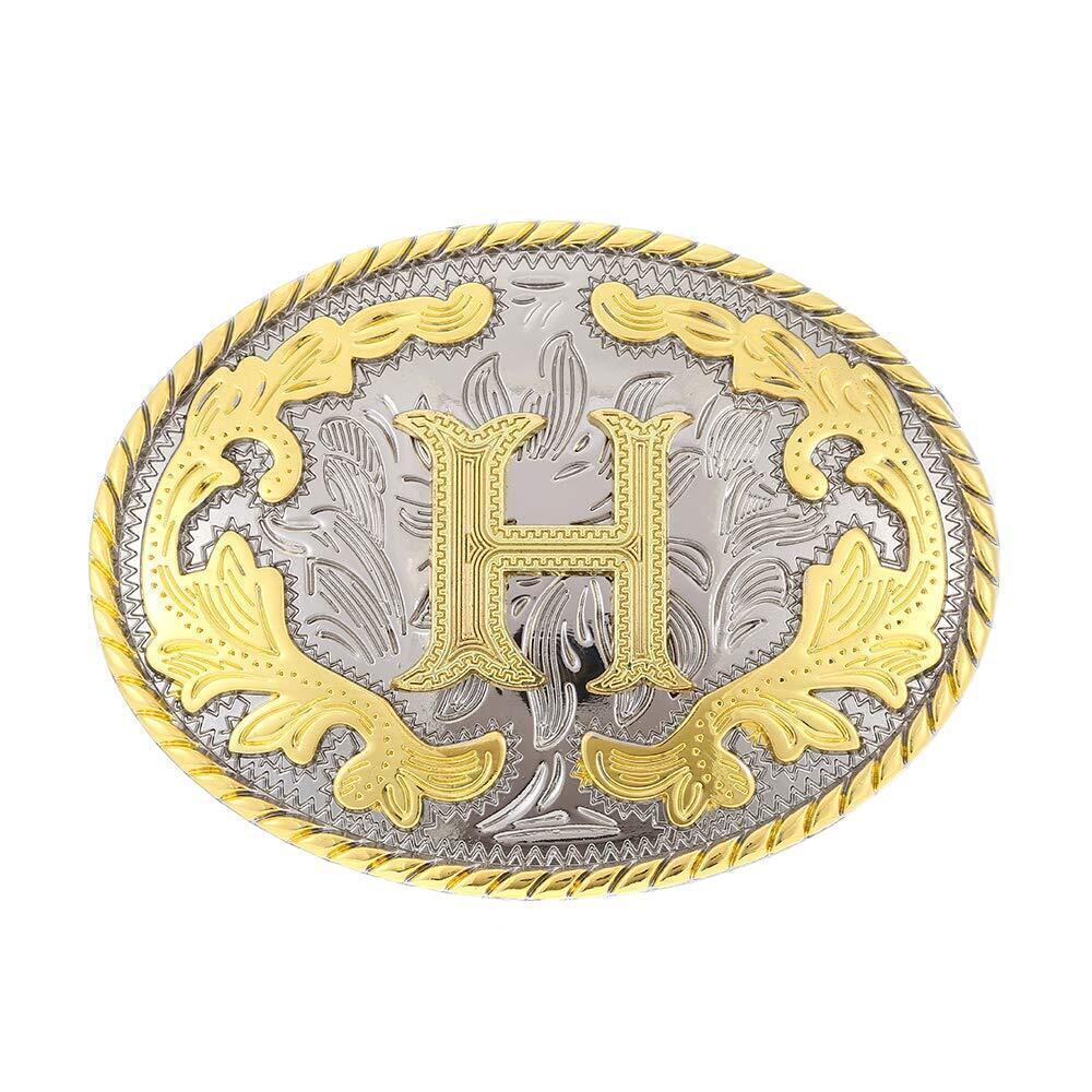 2222 Western Belt Buckle Initial Letters ABCDEFG to Y-Cowboy Rodeo Gold